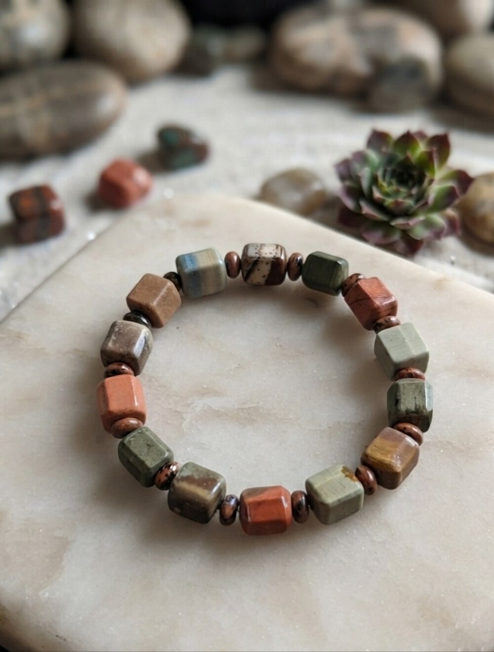Landscape Ocean Jasper/Mahogany Obsidian Bracelet